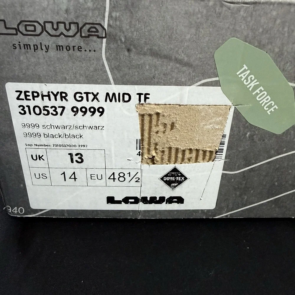 Lowa Zephyr GTX MID TF Boots Men's 14 310537 Black Military Tactical Outdoor